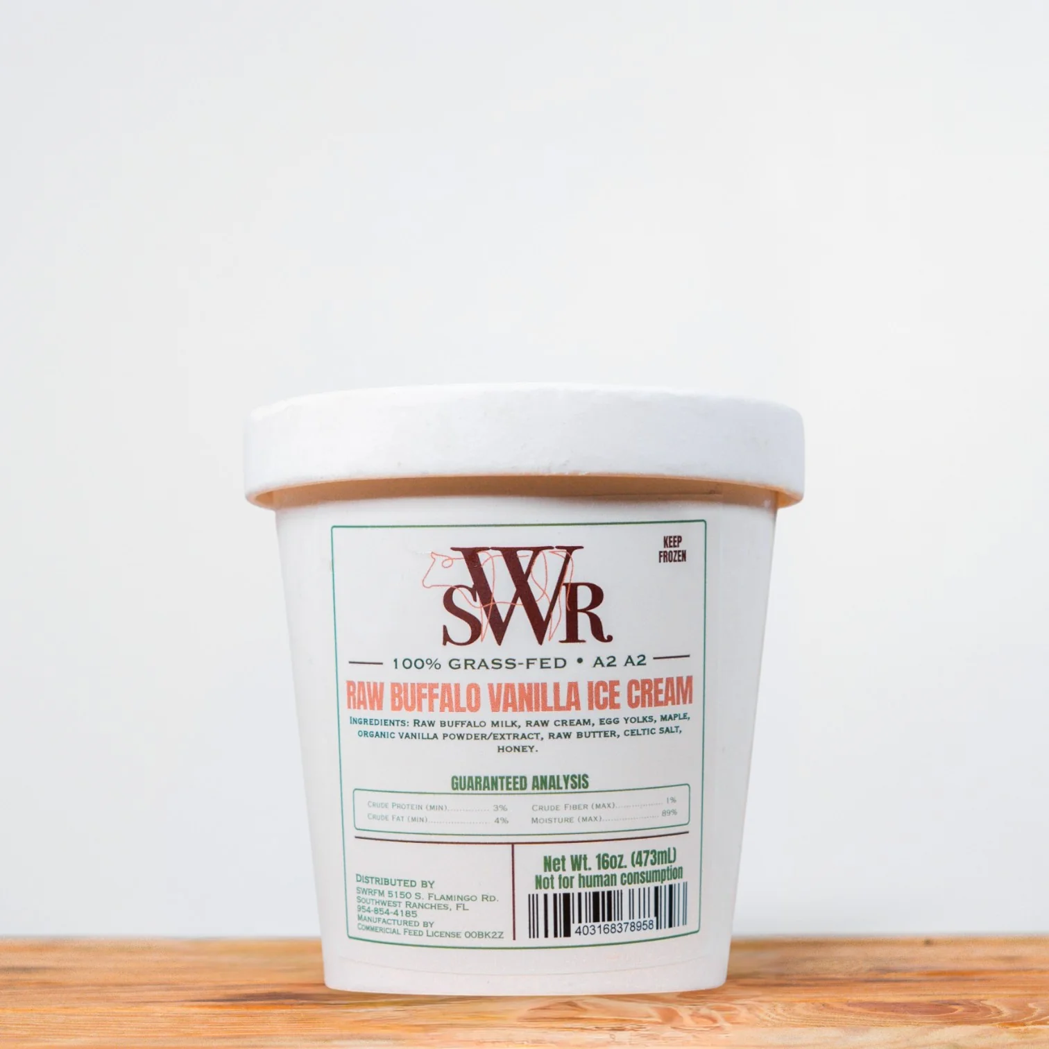 Raw Buffalo Ice Cream Vanilla 16 oz