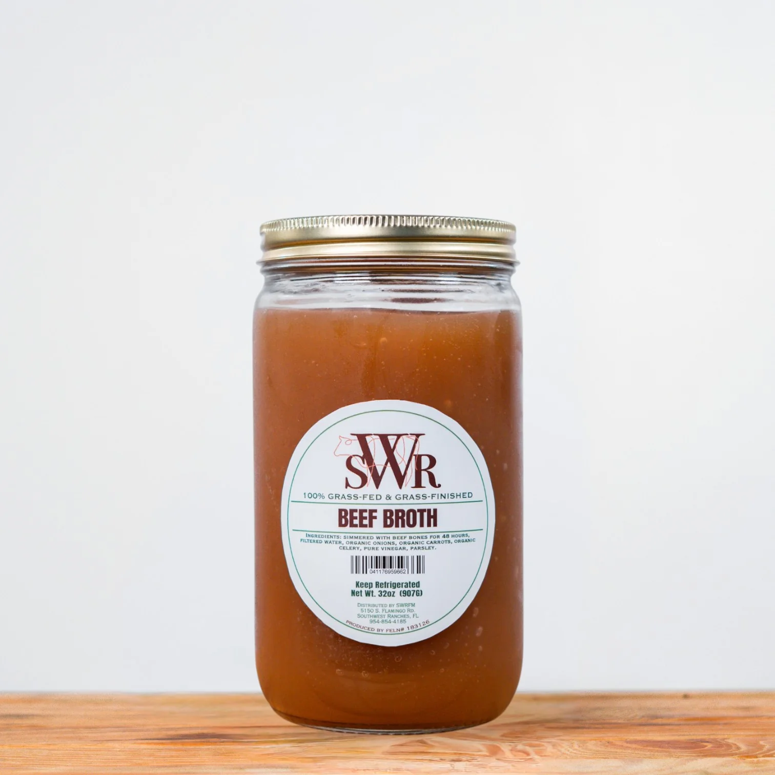 100% Grass-Fed, Grass-Finished Beef Bone Broth 32 oz