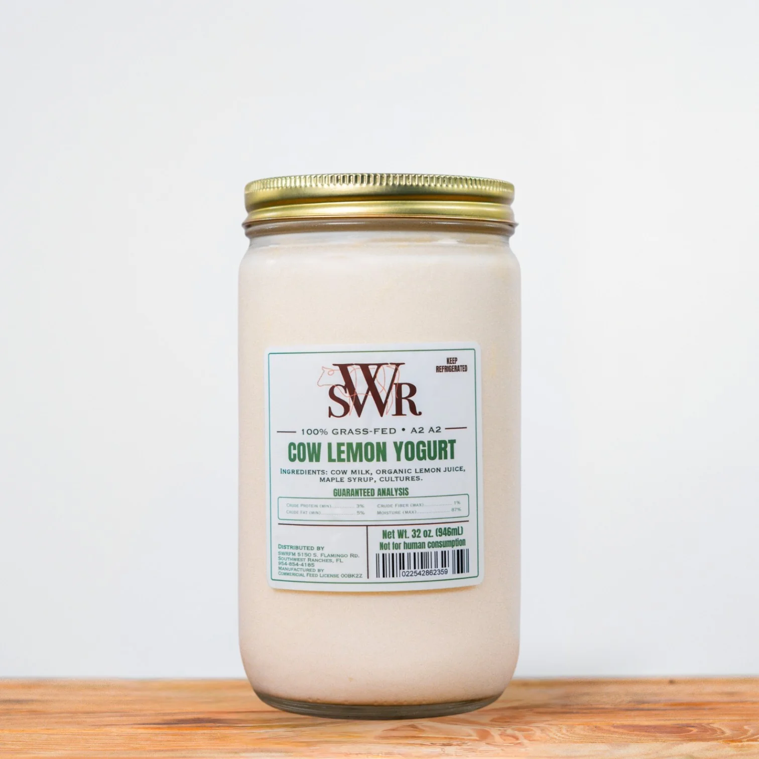 Raw Cow Lemon Yogurt 32 oz